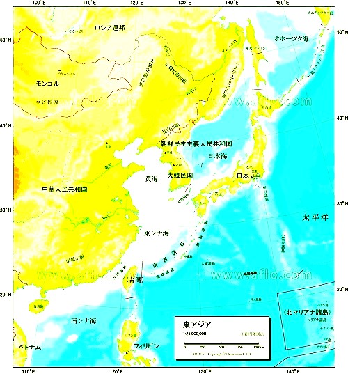 東アジアの地勢図 (1)